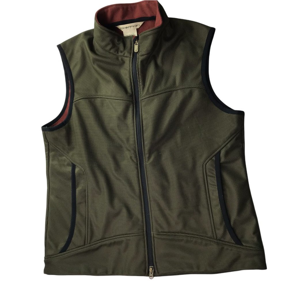 EXOFFICIO Vest, Sleeveless. Olive Green Brown.  Size Adult Medium.  Full Zip